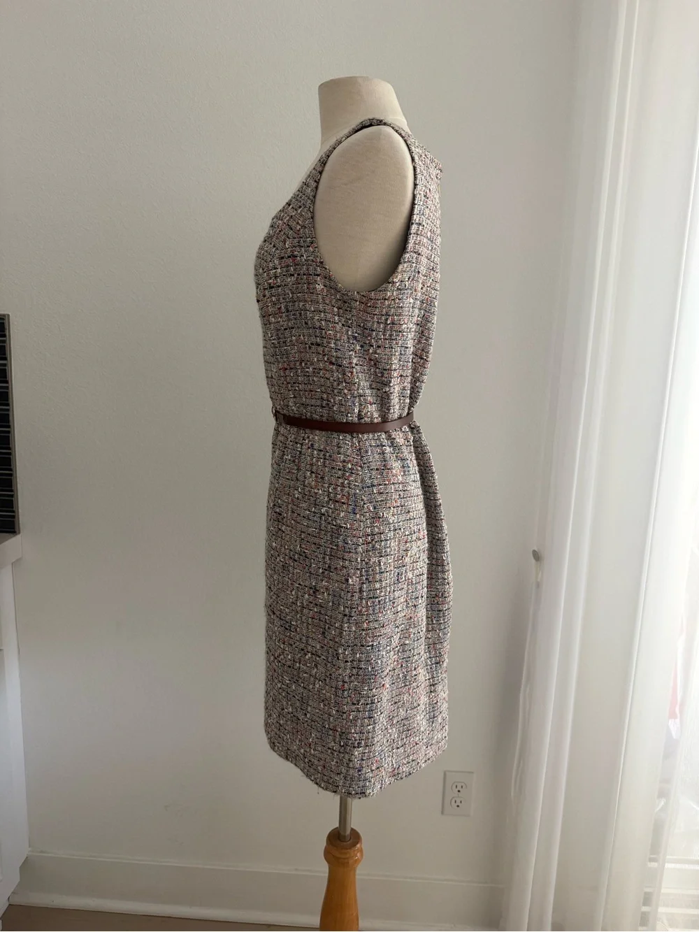 Tory Burch Emma Multicolor Tweed Square-Neck Mini Dress